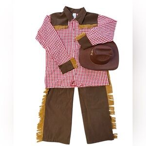 Gymboree L (10-12) JUNIOR BUCKAROO Cowboy Costume shirt hat chaps fringe gingham